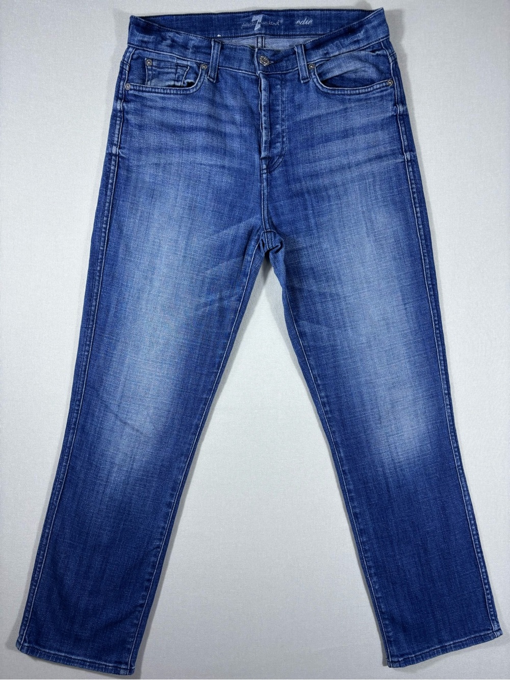7 For All Mankind Edie Jeans Women’s 28 High Rise Straight Leg Crop Blue